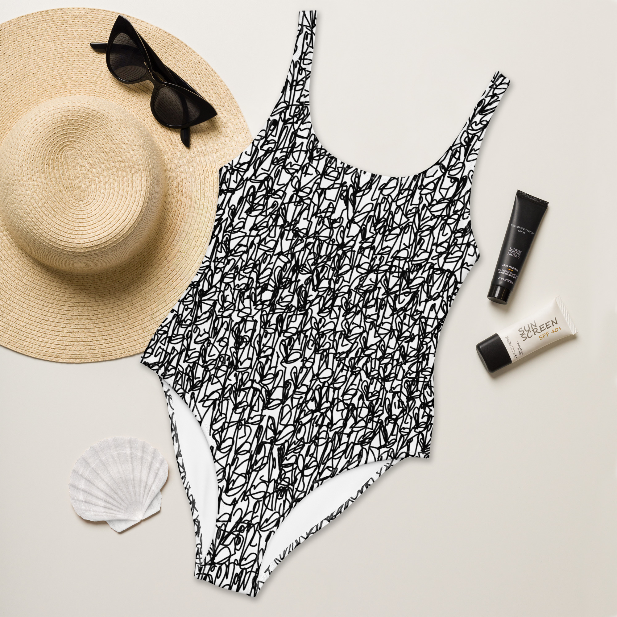 One-Piece Swimsuit in Crimasso style